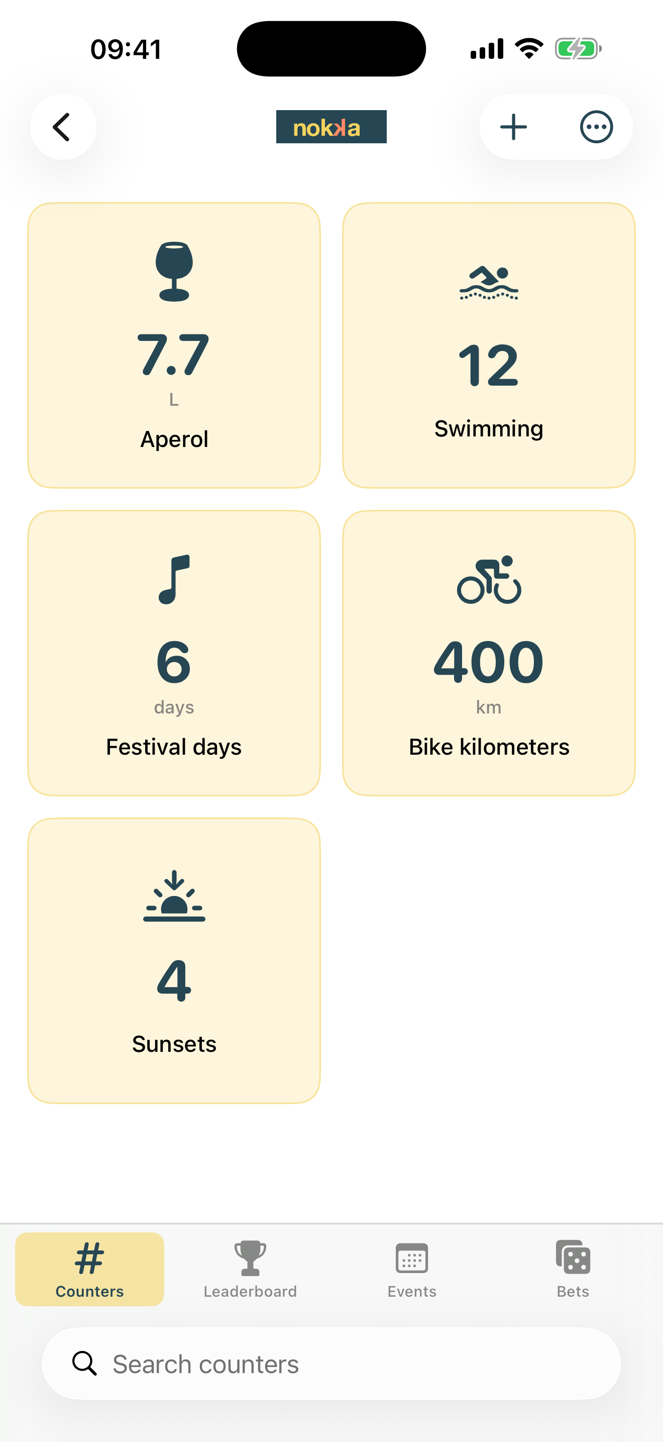 Nokka counter grid for shared crew activities